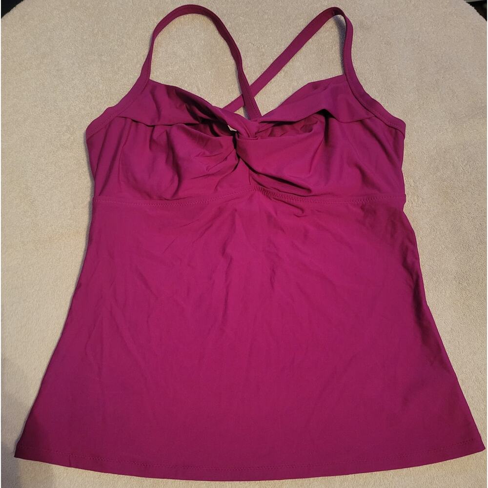 Athleta Womens Twist Up Tankini Tank Top Swim or Athletic Wear Purple 36B/C